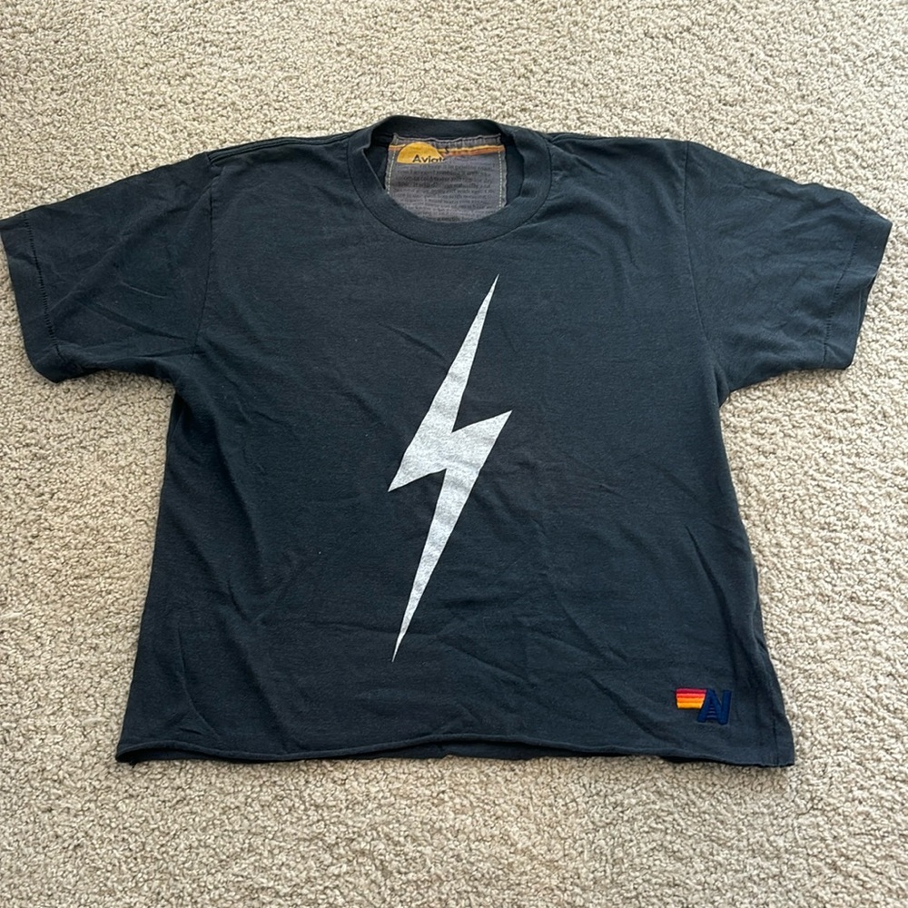 Aviator Nation women's Bolt Boyfriend Tee in charcoal